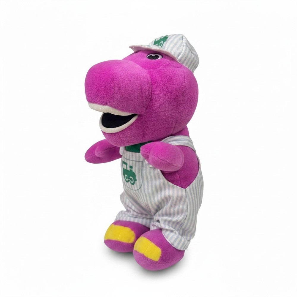 Fisher-Price Barney the Dinosaur Conductor Train Engineer Plush FTP84 2017 10" - Picture 2 of 9